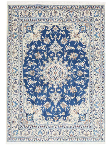 Nain Kashmar Persia grigio chiaro e blu ardesia scuro 144x200