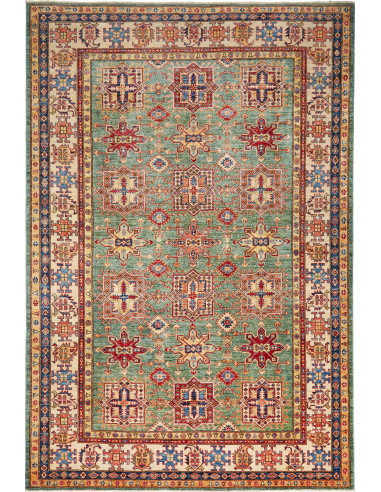 Kazak Fine Pakistan marrone rosato e grigio ardesia scuro 207x306