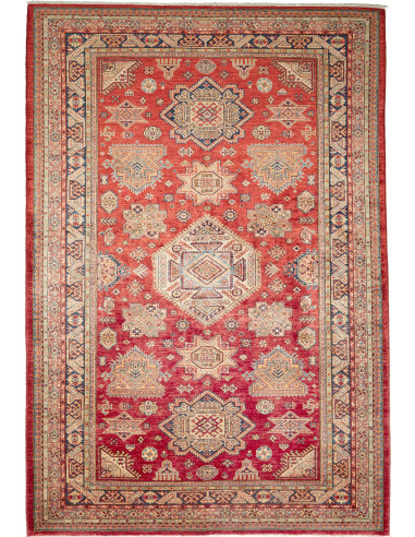 Kazak Fine Pakistan rosso indiano e grano 187x265