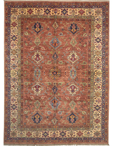 Kazak Fine Pakistan terra di siena e grigio ardesia scuro 183x244