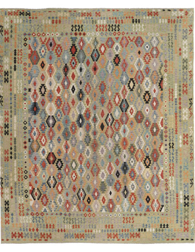 Kilim Pakistan marrone rosato e marrone rosato 411x486