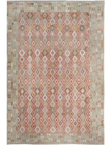 Kilim Pakistan marrone rosato e grigio scuro 410x594