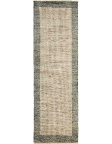 Gabbeh Moderno Pakistan grigio scuro e verde oliva scuro 79x401