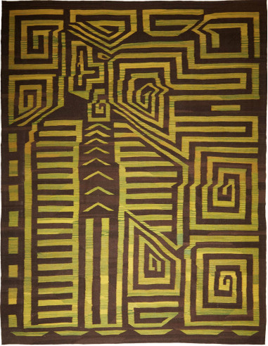 Kilim Persia verde oliva scuro e verde oliva 300x389