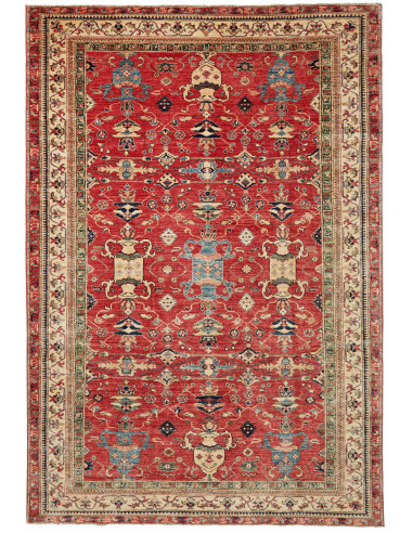 Kazak Fine Pakistan terra di siena e grigio ardesia scuro 203x295