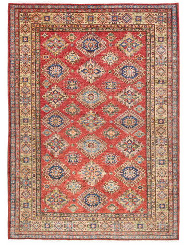 Kazak Fine Pakistan rosso indiano e grigio ardesia scuro 172x242