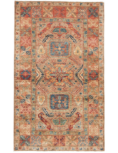 Kazak Fine Pakistan marrone rosato e abbronzatura 122x201