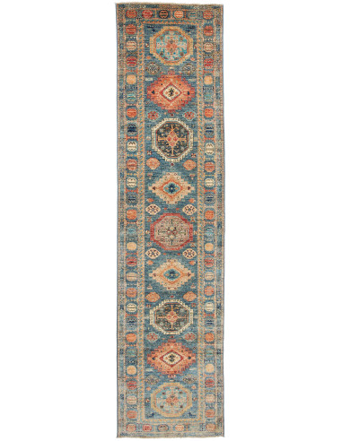 Kazak Fine Pakistan marrone rosato e grigio ardesia scuro 77x312