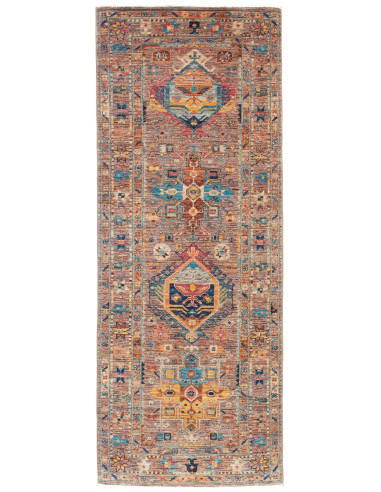 Tribal Pakistan marrone rosato e grigio ardesia scuro 75x204