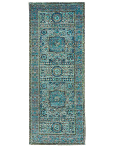 Mamlouk Pakistan grigio ardesia e blu acciaio chiaro 79x205