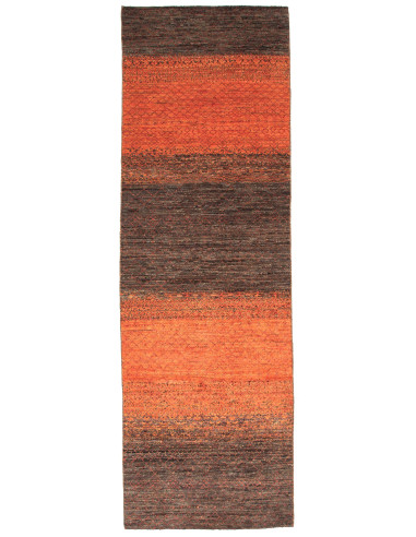 Gabbeh Fine Pakistan terra di siena e verde oliva scuro 79x247