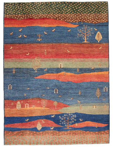 Gabbeh Fine Pakistan rosso indiano e grigio chiaro 170x230