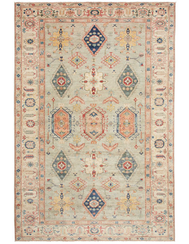 Kazak Fine Pakistan abbronzatura e grigio ardesia scuro 200x303