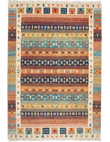 Gabbeh Fine Pakistan abbronzatura e grigio ardesia scuro 199x291