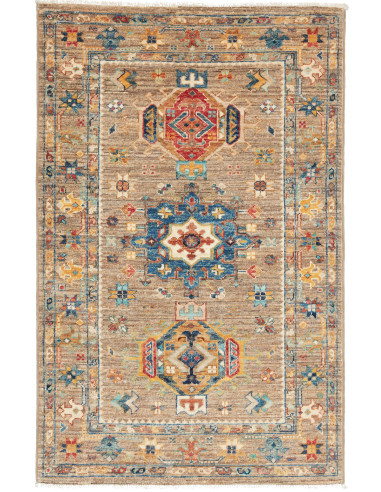 Tribal Pakistan marrone rosato e grigio ardesia scuro 76x117