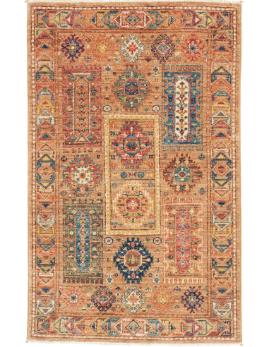 Tribal Pakistan marrone rosato e grigio ardesia scuro 79x127