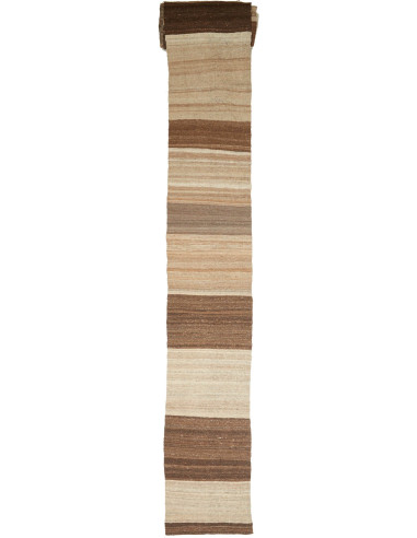 Kilim Kavir Persia marrone rosato e verde oliva scuro 63x1690