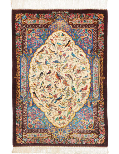Ghom Seta Persia grigio chiaro e grigio ardesia scuro 80x115