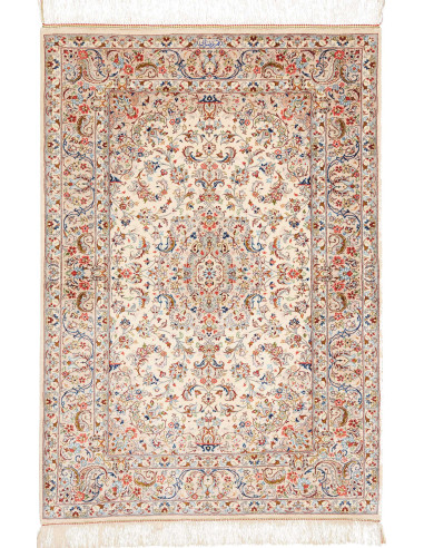 Ghom Seta Persia grigio chiaro e marrone rosato 80x118