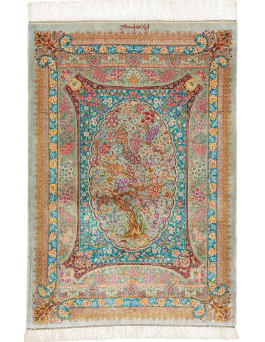 Ghom Seta Persia abbronzatura e grigio ardesia scuro 80x117