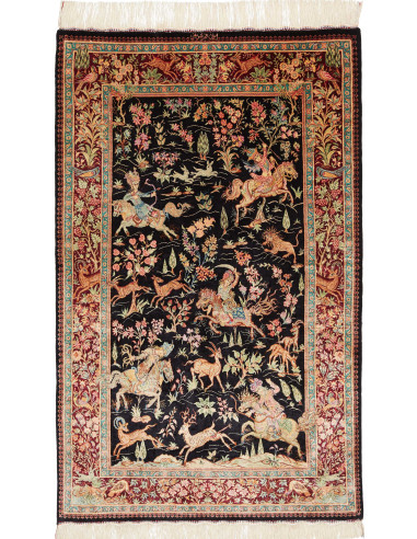 Ghom Seta Persia marrone rosato e marrone sella 80x130