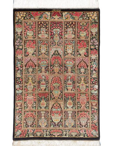 Ghom Seta Persia marrone rosato e nero 78x120