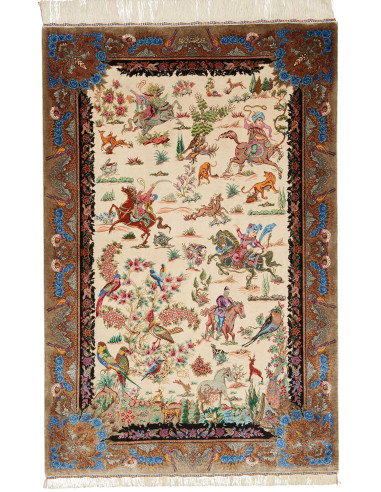 Ghom Seta Persia argento e grigio 100x150