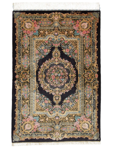 Ghom Seta Persia abbronzatura e grigio tenue 100x150