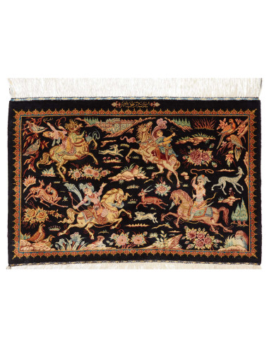 Ghom Seta Persia abbronzatura e salmone scuro 90x59
