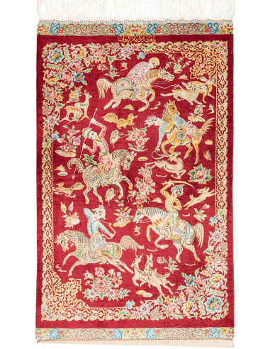 Ghom Seta Persia grano e rosso indiano 60x95