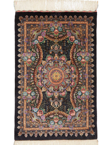 Ghom Seta Persia grigio ardesia scuro e grigio scuro 60x90
