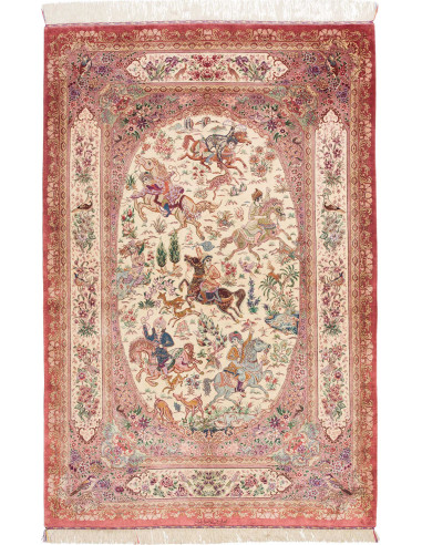 Ghom Seta Persia abbronzatura e terra di siena 132x201