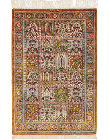 Ghom Seta Persia marrone rosato e bianco antico 60x90