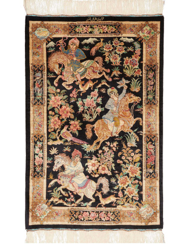 Ghom Seta Persia abbronzatura e bianco antico 61x92