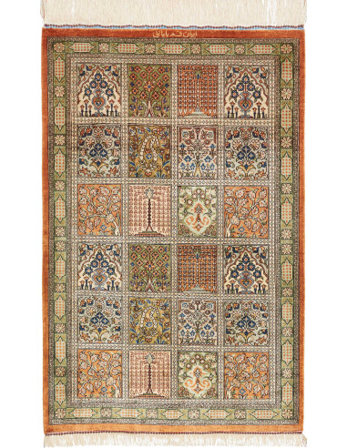 Ghom Seta Persia marrone rosato e marrone sella 60x90