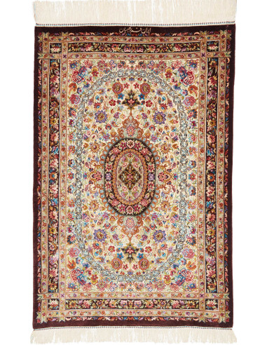 Ghom Seta Persia grano e marrone sella 61x90