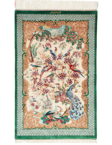 Ghom Seta Persia grigio chiaro e grigio ardesia scuro 59x90