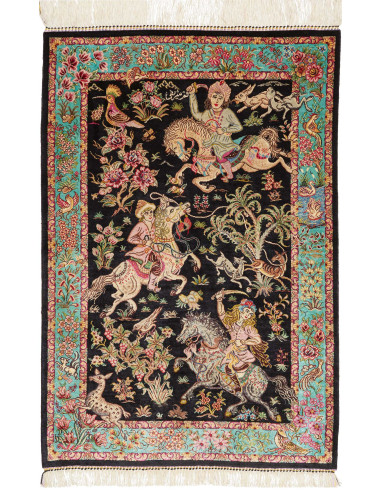 Ghom Seta Persia abbronzatura e grigio ardesia 62x90