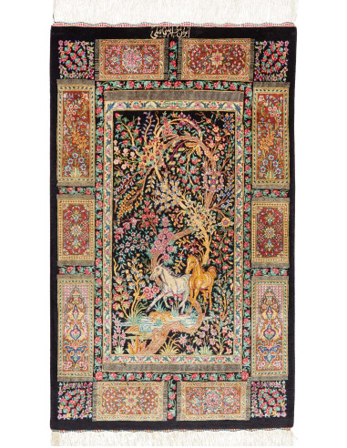 Ghom Seta Persia marrone rosato e marrone sella 60x101
