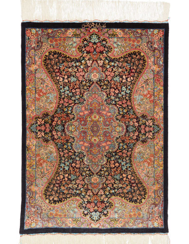 Ghom Seta Persia marrone rosato e salmone scuro 60x87