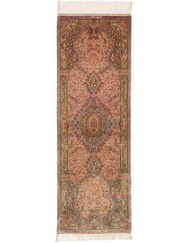 Ghom Seta Persia marrone rosato e marrone rosato 50x148