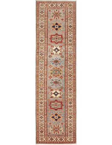 Kazak Fine Pakistan marrone rosato e marrone sella 83x291