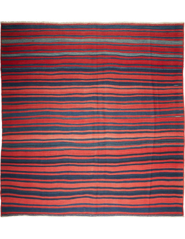 Kilim Vintage Persia rosso indiano e grigio ardesia scuro 276x292