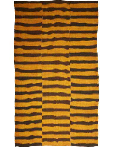Kilim Mazandaran Persia verga d'oro scura e grigio ardesia scuro 196x340