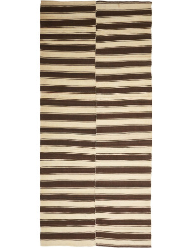 Kilim Mazandaran Persia verde oliva scuro e abbronzatura 147x328